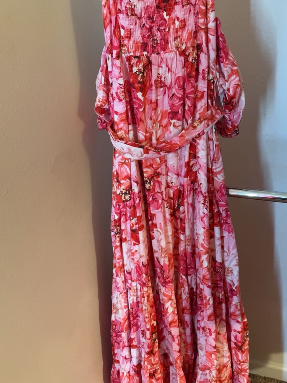 Aqua Pink Floral Off-Shoulder Maxi Dress - Picture 5 of 5